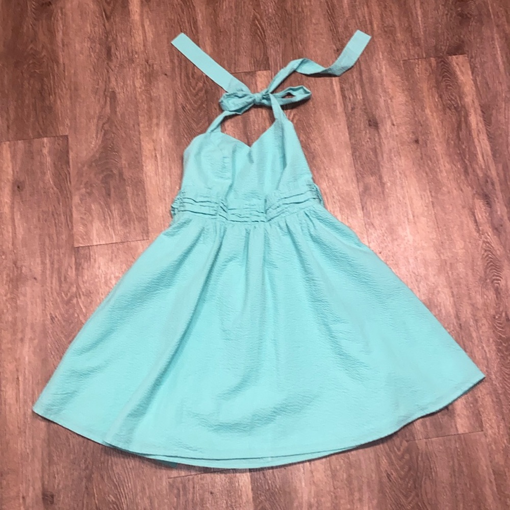 Lauren James Turquoise Seersucker Dress